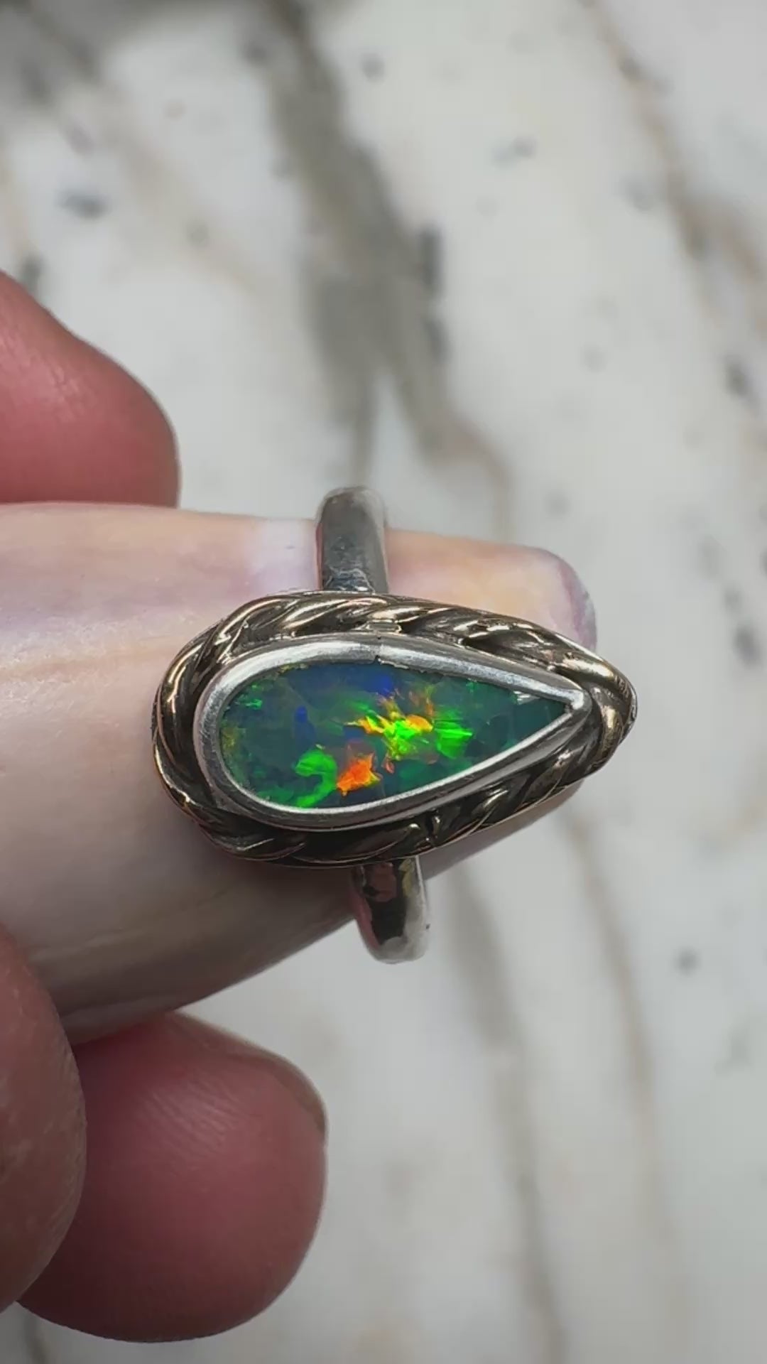 Ocean Fire Australian Opal Ring