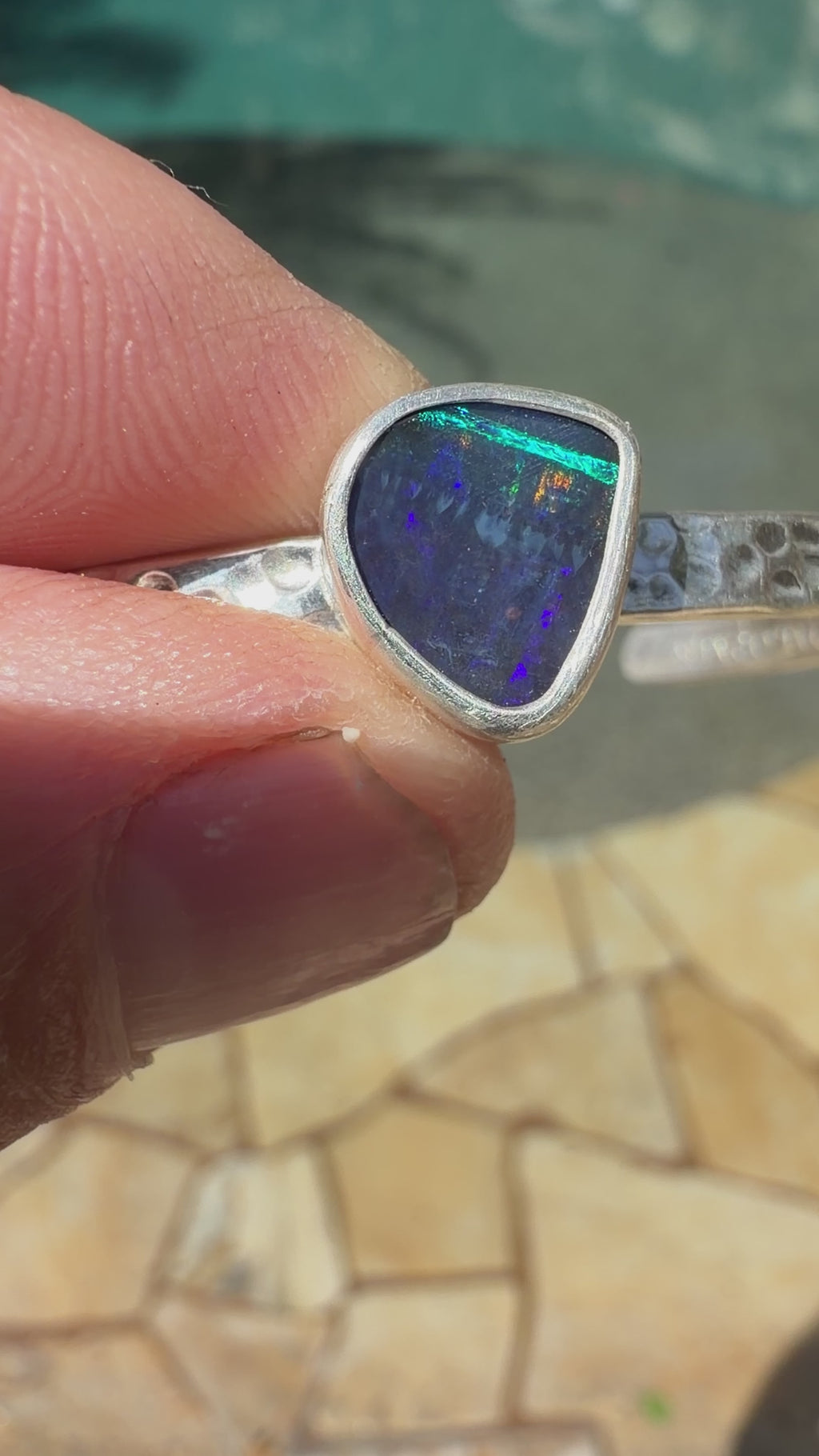 Aurora Depths Boulder Opal Cuff Bracelet
