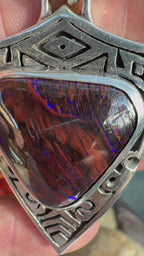 Ember War Relic Australian Boulder Opal pendant handcrafted in sterling silver by TIDAL OPALS.