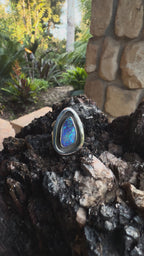Lagoon Mirage – Boulder Opal Shadowbox Ring