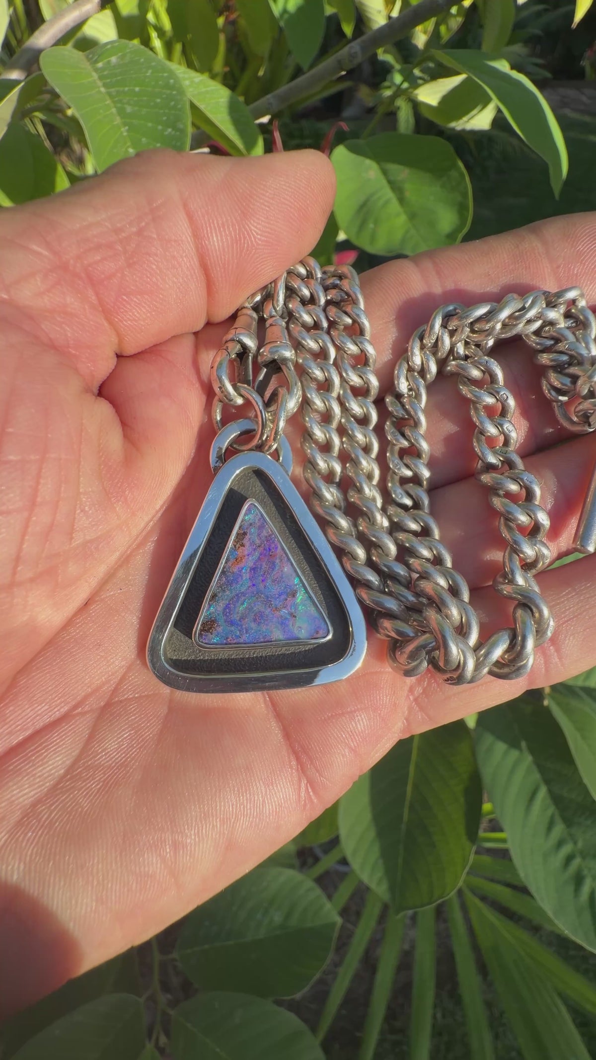 The Tidekeeper — 9.25 ct Australian Boulder Opal & Antique Albert Chain Necklace