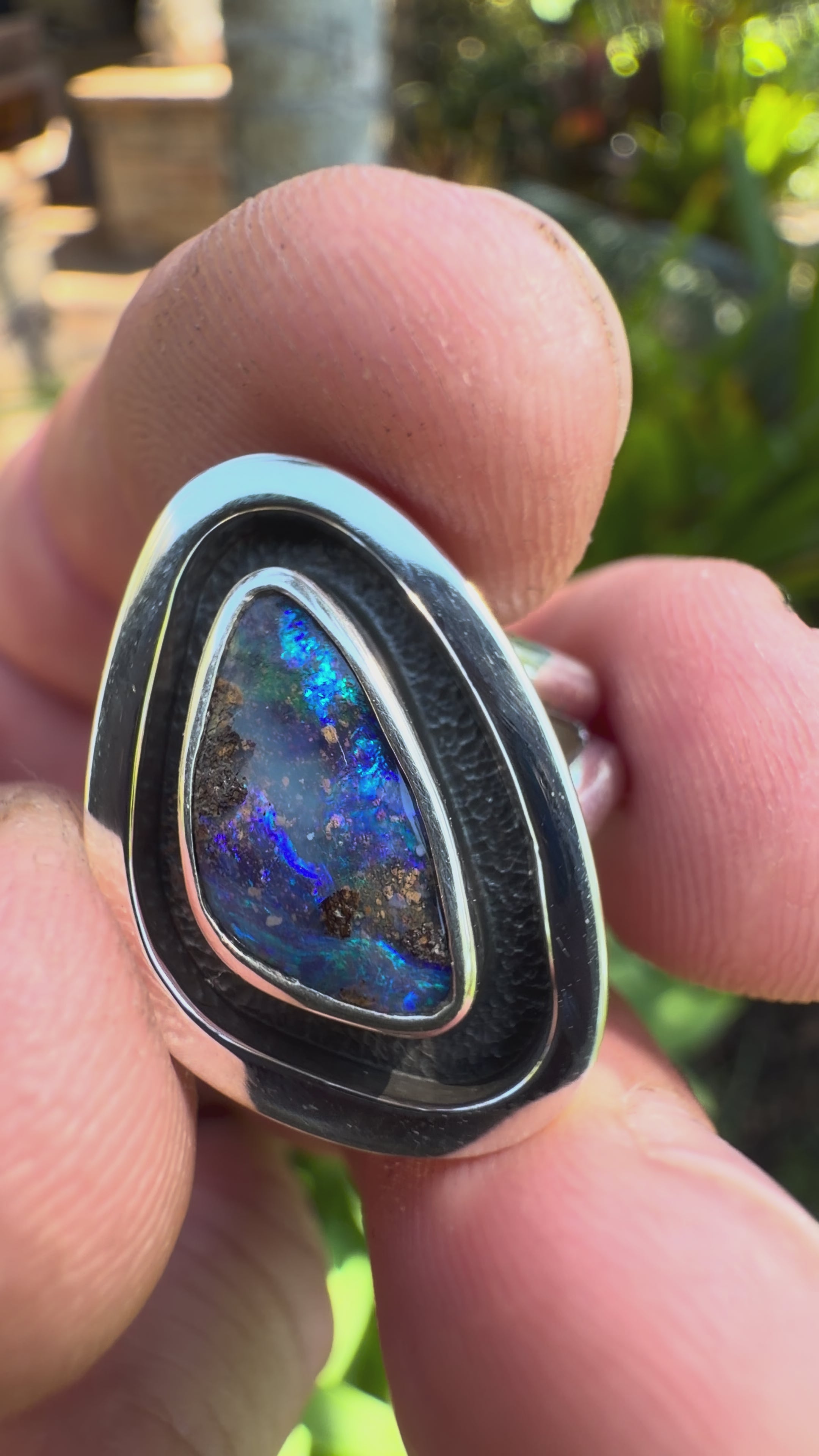 Hidden Reef – Boulder Opal Shadowbox Ring