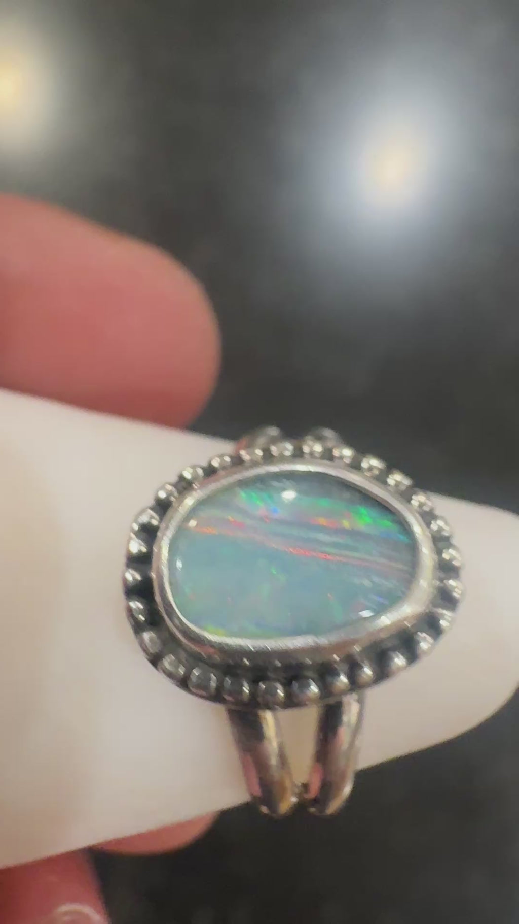 Ocean Fire Australian Boulder Opal Ring