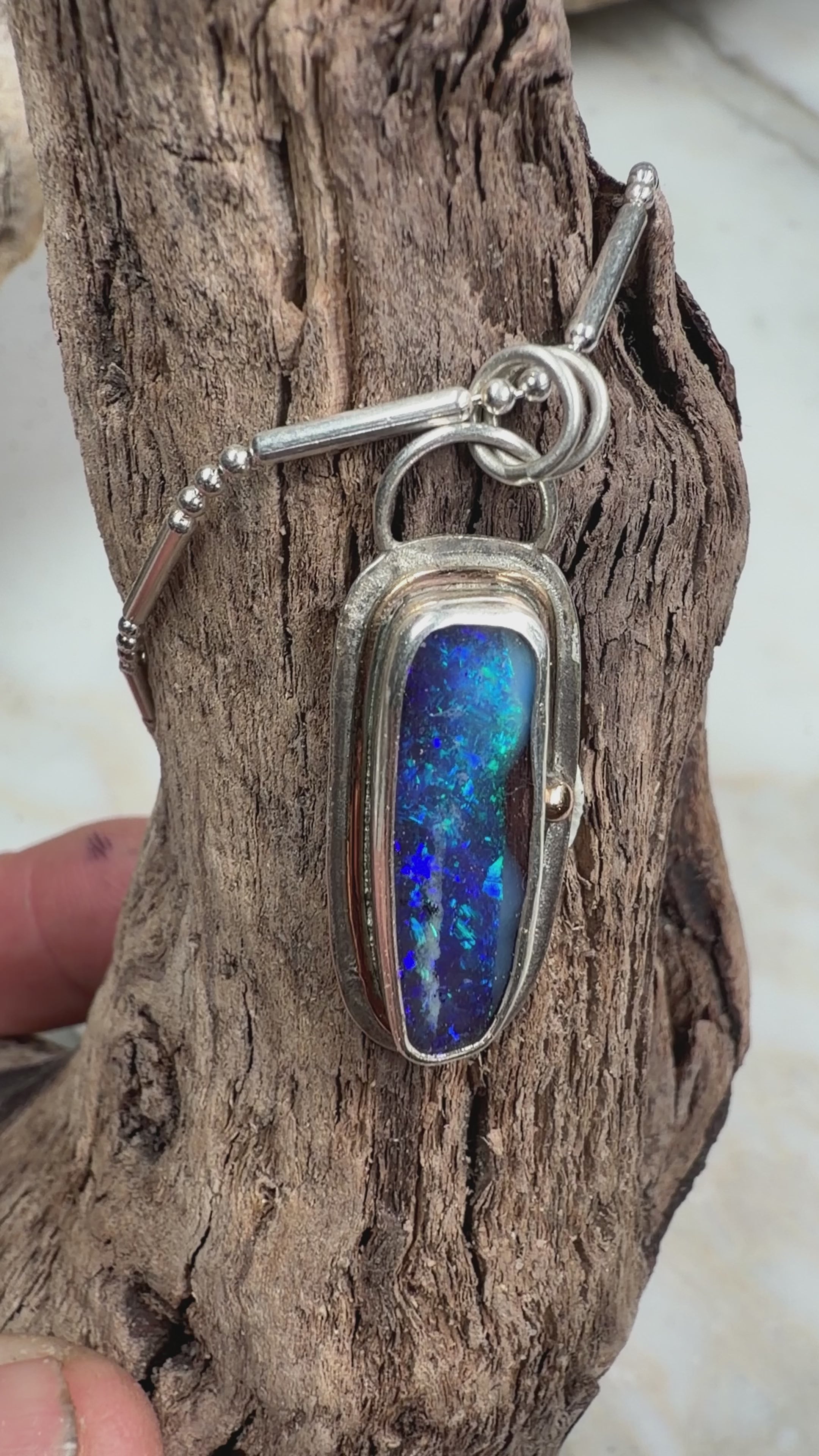 Tidal Current Boulder Opal Relic Pendant